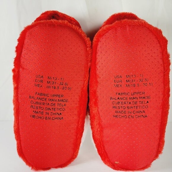 DanDee Kids Red Fuzzy Elf Holiday Slippers Size M 13-1 - Picture 6 of 8